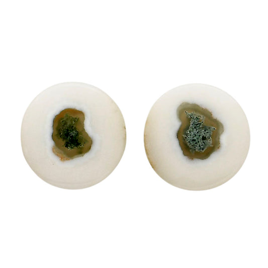 Horse Canyon Moss Agate Pair 14.7x14.7x4 mm Round Shape Polished Gemstone LS36-04493