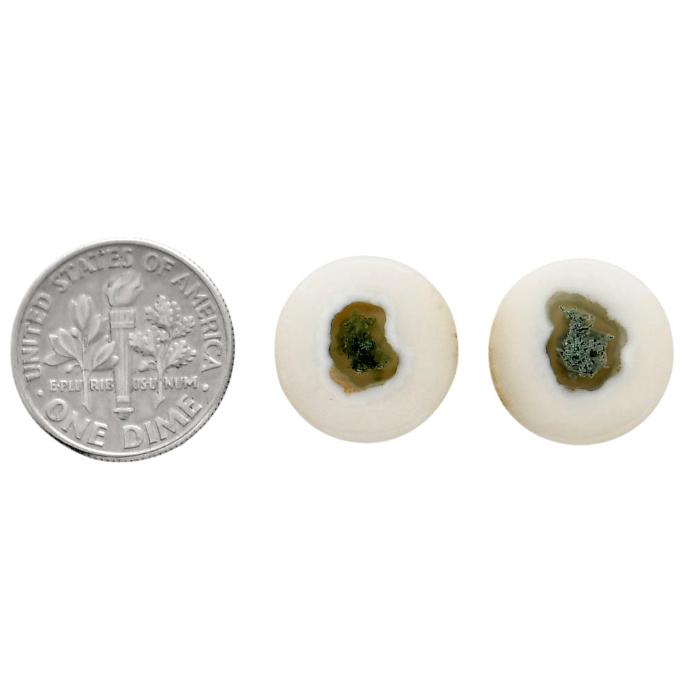 Horse Canyon Moss Agate Pair 14.7x14.7x4 mm Round Shape Polished Gemstone LS36-04493