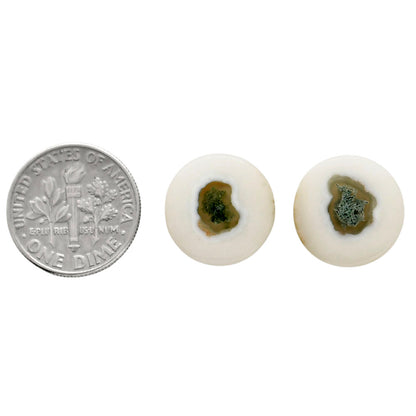Horse Canyon Moss Agate Pair 14.7x14.7x4 mm Round Shape Polished Gemstone LS36-04493