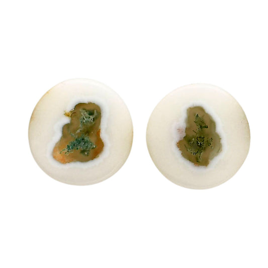 Horse Canyon Moss Agate Pair 14.7x14.7x4 mm Round Shape Polished Gemstone LS36-04495