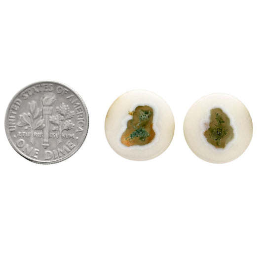 Horse Canyon Moss Agate Pair 14.7x14.7x4 mm Round Shape Polished Gemstone LS36-04495