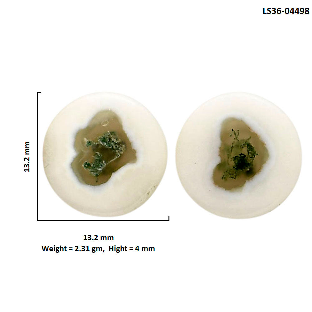 Horse Canyon Moss Agate Pair 13.2x13.2x4 mm Round Shape Polished Gemstone LS36-04498