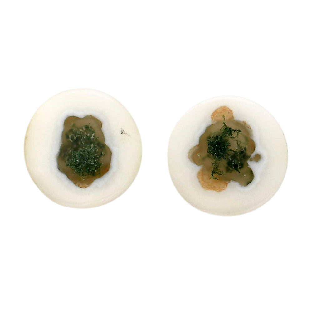 Horse Canyon Moss Agate Pair 16.2x16.2x4.5 mm Round Shape Polished Gemstone LS36-04499
