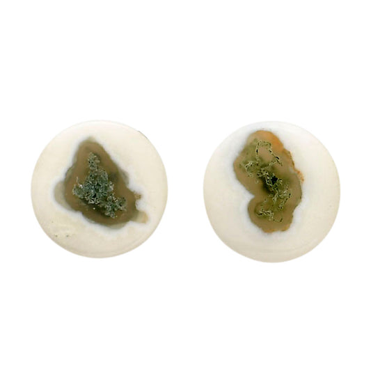 Horse Canyon Moss Agate Pair 13.7x13.7x4 mm Round Shape Polished Gemstone LS36-04500