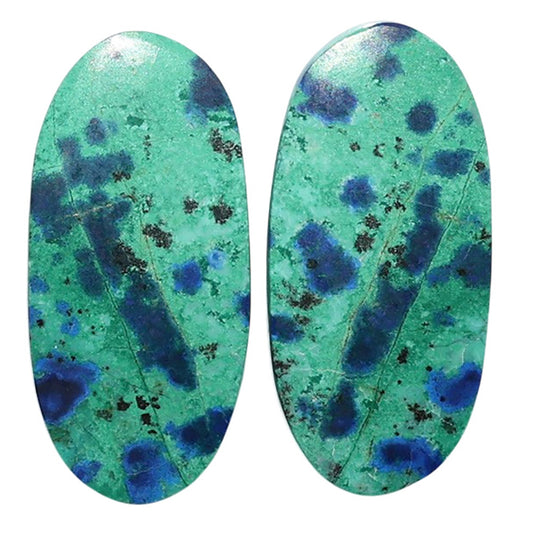 Azurite Chrysocolla Pair 12.7x26.8x3.5 mm Oval Shape Polished Gemstone LS37-07394