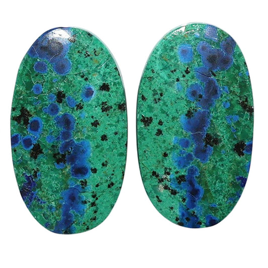 Azurite Chrysocolla Pair 14.3x25x4 mm Oval Shape Polished Gemstone LS37-07395