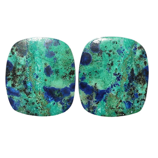Azurite Chrysocolla Pair 16.1x18.8x4 mm Cushion Shape Polished Gemstone LS37-07396