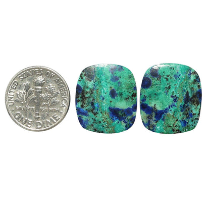 Azurite Chrysocolla Pair 16.1x18.8x4 mm Cushion Shape Polished Gemstone LS37-07396