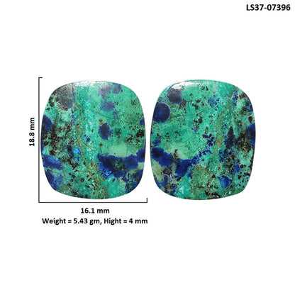 Azurite Chrysocolla Pair 16.1x18.8x4 mm Cushion Shape Polished Gemstone LS37-07396