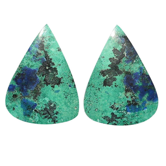 Azurite Chrysocolla Pair 17.1x23.15x3.5 mm Pear Shape Polished Gemstone LS37-07397