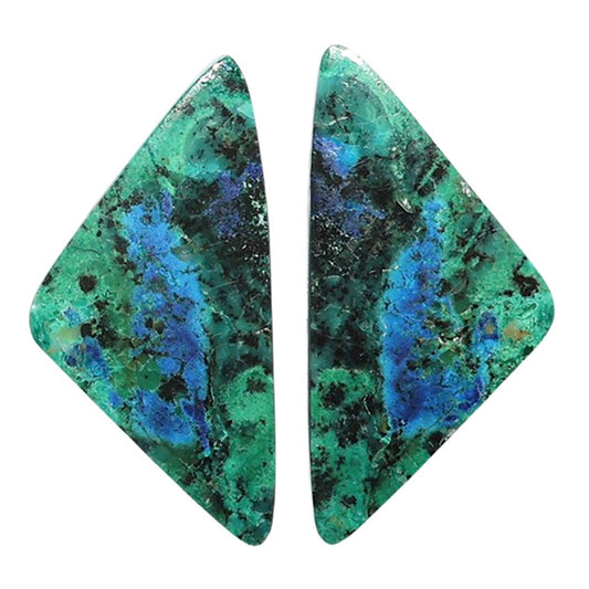 Azurite Chrysocolla Pair 13x26x3.5 mm Fancy Shape Polished Gemstone LS37-07399
