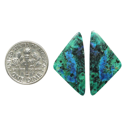 Azurite Chrysocolla Pair 13x26x3.5 mm Fancy Shape Polished Gemstone LS37-07399