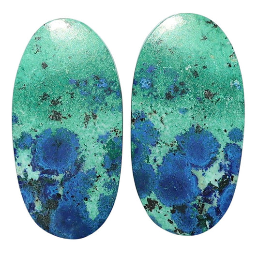 Azurite Chrysocolla Pair 13.4x26.2x3 mm Oval Shape Polished Gemstone LS37-07400