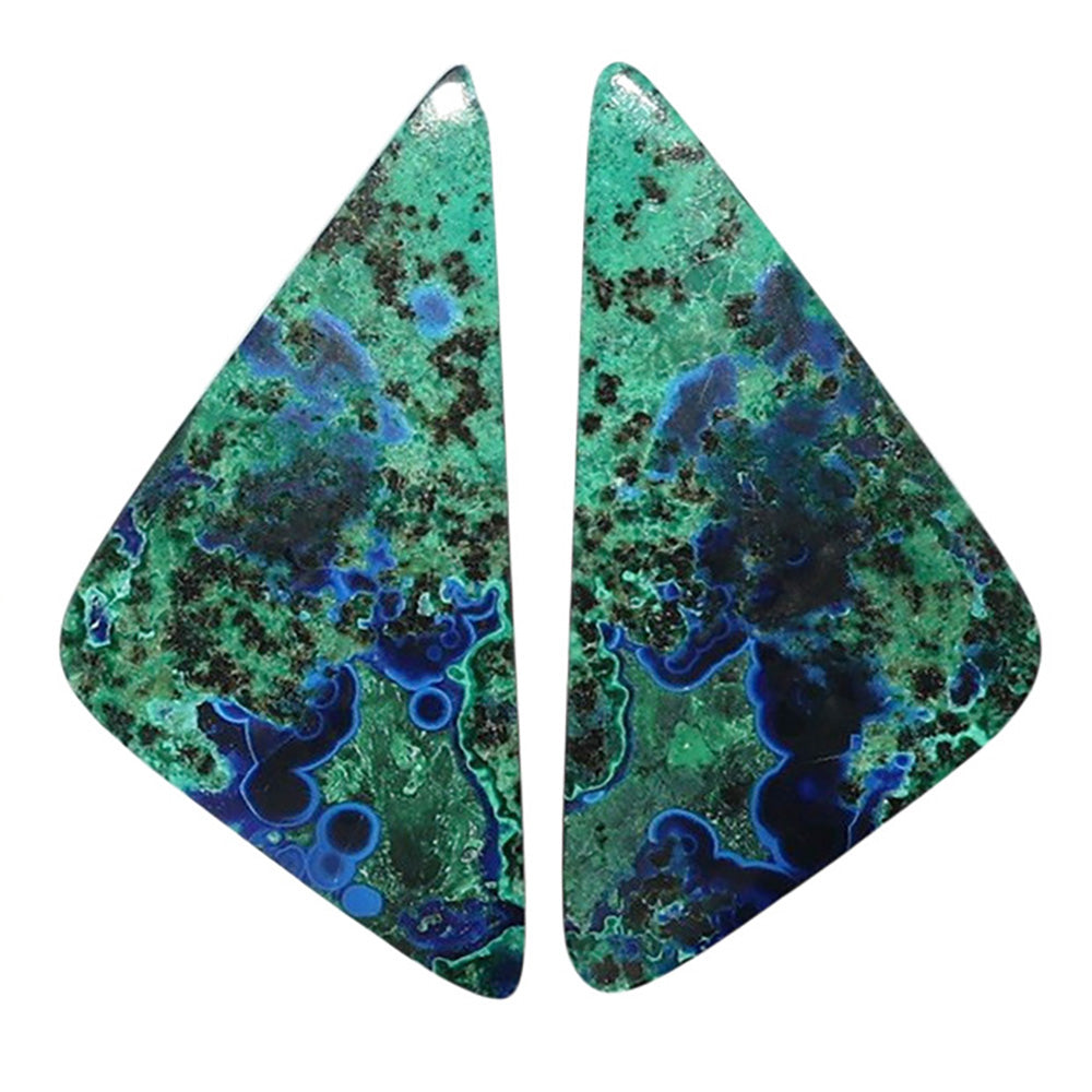 Azurite Chrysocolla Pair 13.75x27.15x3.7 mm Fancy Shape Polished Gemstone LS37-07401