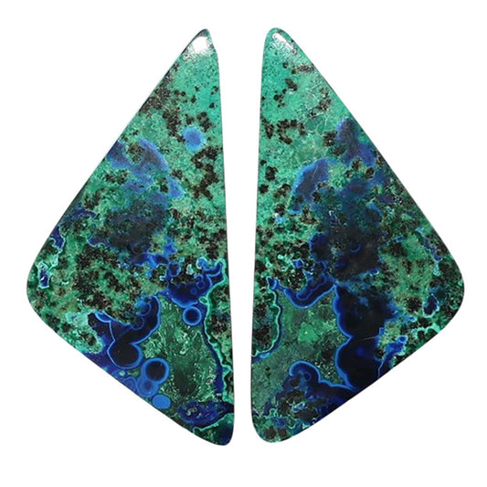 Azurite Chrysocolla Pair 13.75x27.15x3.7 mm Fancy Shape Polished Gemstone LS37-07401