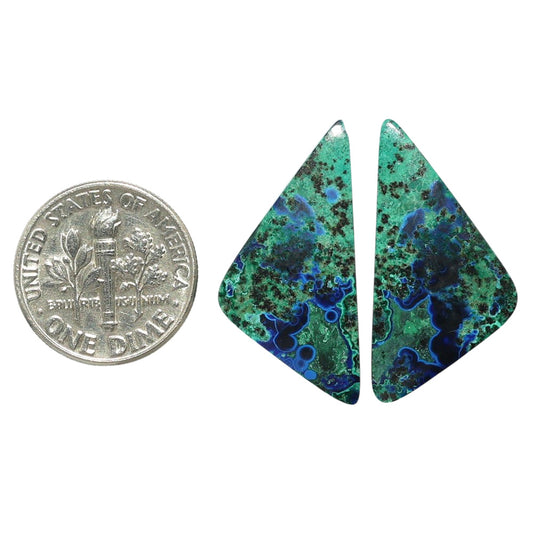 Azurite Chrysocolla Pair 13.75x27.15x3.7 mm Fancy Shape Polished Gemstone LS37-07401