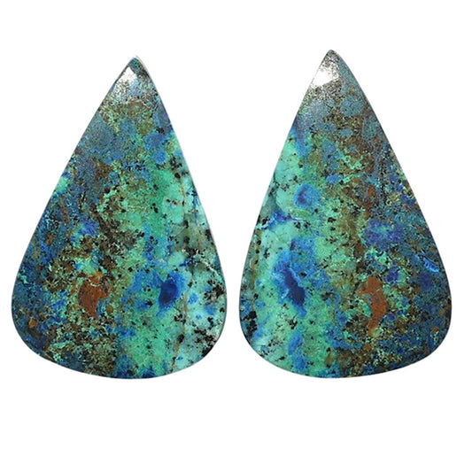 Azurite Chrysocolla Pair 15.8x23.9x3.5 mm Pear Shape Polished Gemstone LS37-07402