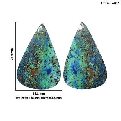 Azurite Chrysocolla Pair 15.8x23.9x3.5 mm Pear Shape Polished Gemstone LS37-07402