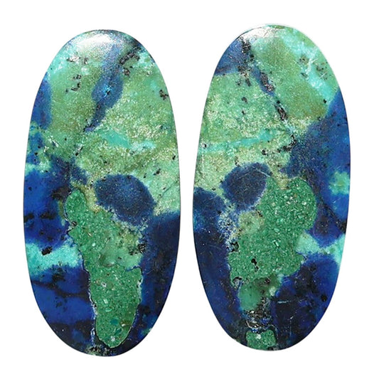 Azurite Chrysocolla Pair 13.1x27x4 mm Oval Shape Polished Gemstone LS37-07403