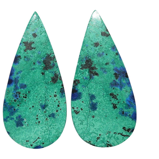 Azurite Chrysocolla Pair 15.6x33.2x4 mm Pear Shape Polished Gemstone LS37-07404