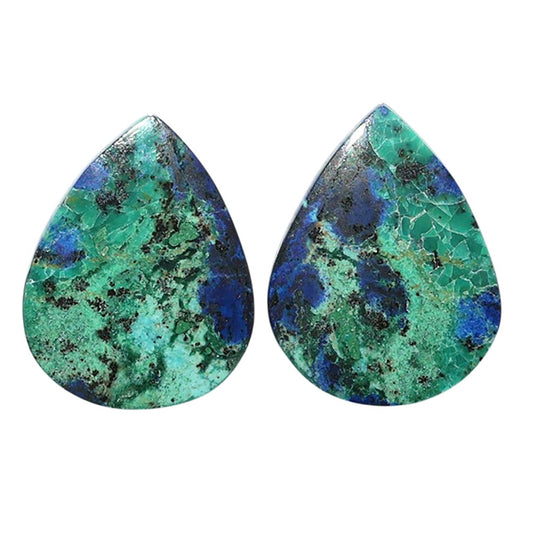 Azurite Chrysocolla Pair 16x20.27x3.5 mm Pear Shape Polished Gemstone LS37-07405