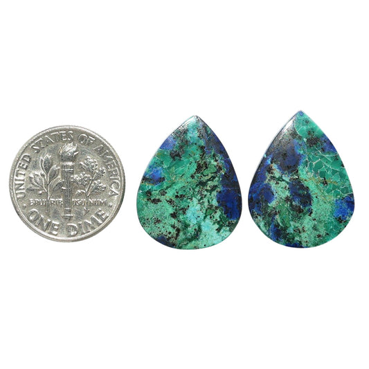 Azurite Chrysocolla Pair 16x20.27x3.5 mm Pear Shape Polished Gemstone LS37-07405