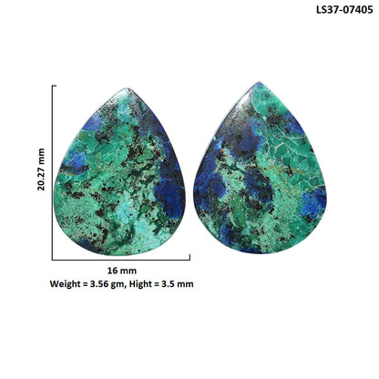 Azurite Chrysocolla Pair 16x20.27x3.5 mm Pear Shape Polished Gemstone LS37-07405
