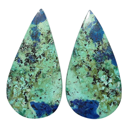 Azurite Chrysocolla Pair 15.8x31x3.2 mm Pear Shape Polished Gemstone LS37-07406
