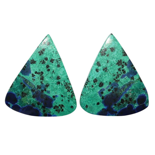 Azurite Chrysocolla Pair 19x22.5x4 mm Pear Shape Polished Gemstone LS37-07407
