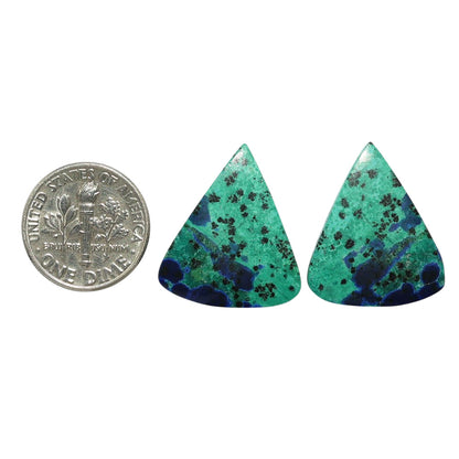 Azurite Chrysocolla Pair 19x22.5x4 mm Pear Shape Polished Gemstone LS37-07407