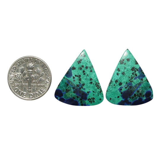 Azurite Chrysocolla Pair 19x22.5x4 mm Pear Shape Polished Gemstone LS37-07407