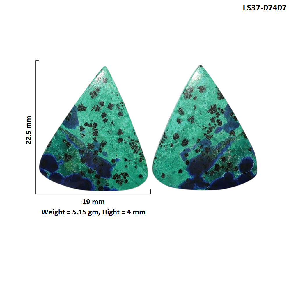 Azurite Chrysocolla Pair 19x22.5x4 mm Pear Shape Polished Gemstone LS37-07407