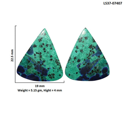 Azurite Chrysocolla Pair 19x22.5x4 mm Pear Shape Polished Gemstone LS37-07407