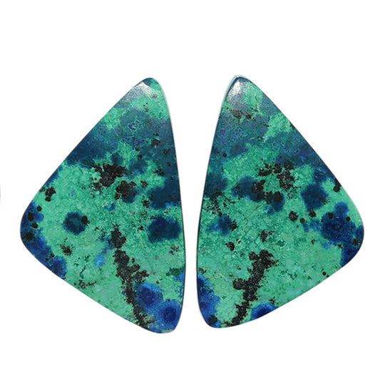Azurite Chrysocolla Pair 16.2x25.15x3.7 mm Fancy Shape Polished Gemstone LS37-07408