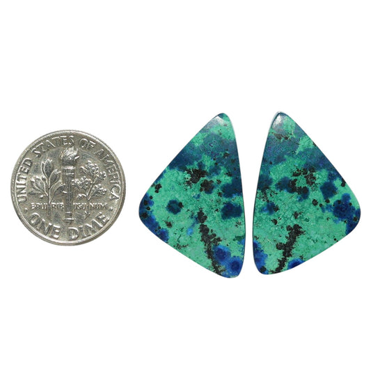 Azurite Chrysocolla Pair 16.2x25.15x3.7 mm Fancy Shape Polished Gemstone LS37-07408