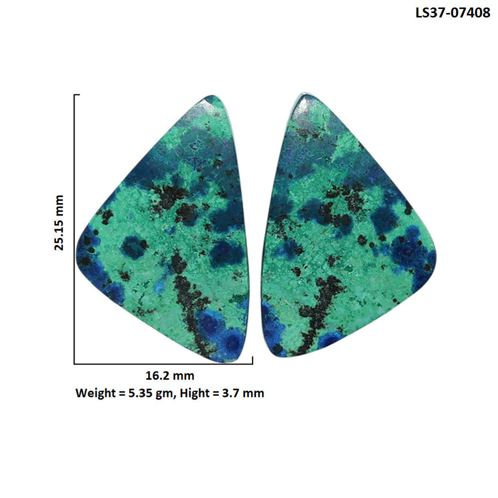 Azurite Chrysocolla Pair 16.2x25.15x3.7 mm Fancy Shape Polished Gemstone LS37-07408