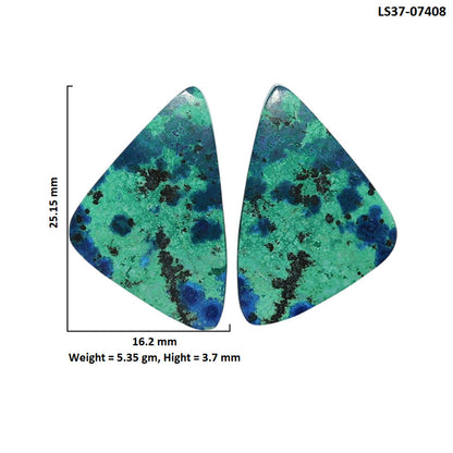 Azurite Chrysocolla Pair 16.2x25.15x3.7 mm Fancy Shape Polished Gemstone LS37-07408