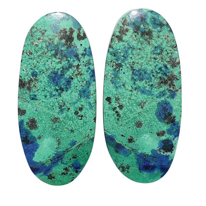 Azurite Chrysocolla Pair 12.5x27.4x3.5 mm Oval Shape Polished Gemstone LS37-07409