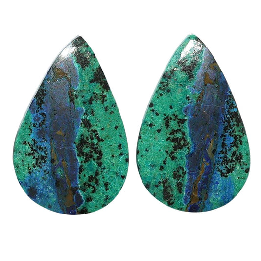 Azurite Chrysocolla Pair 15.2x23.5x3.7 mm Pear Shape Polished Gemstone LS37-07410