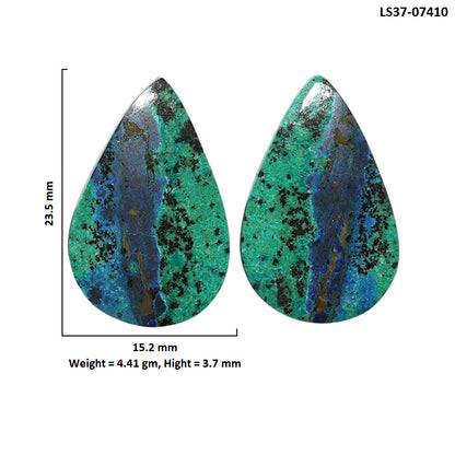 Azurite Chrysocolla Pair 15.2x23.5x3.7 mm Pear Shape Polished Gemstone LS37-07410