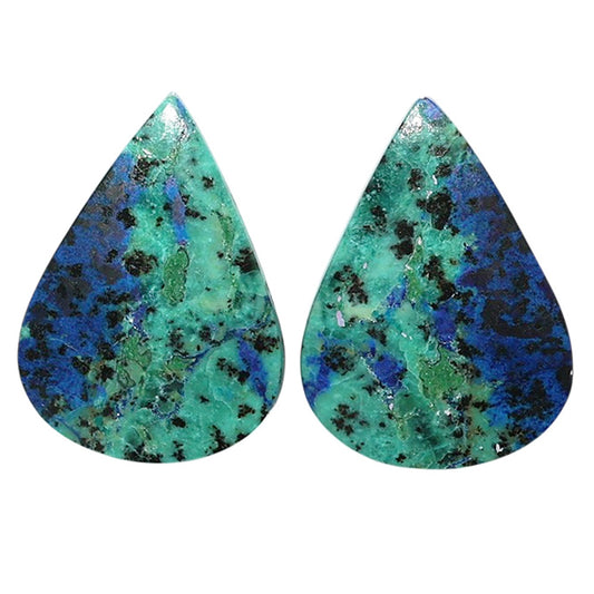 Azurite Chrysocolla Pair 17.3x23.8x4 mm Pear Shape Polished Gemstone LS37-07411
