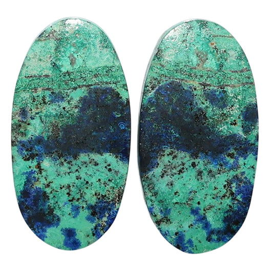 Azurite Chrysocolla Pair 13.2x25.5x4 mm Oval Shape Polished Gemstone LS37-07412