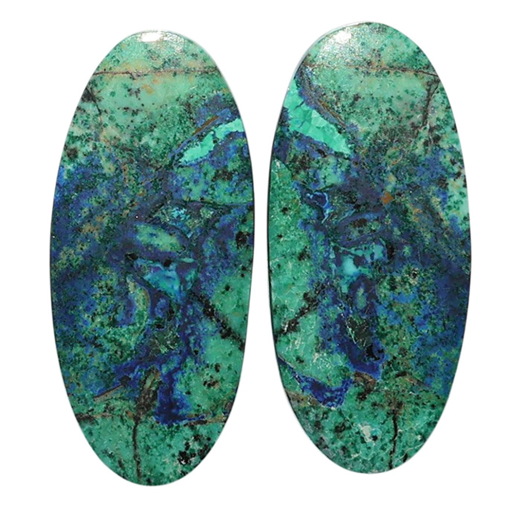 Azurite Chrysocolla Pair 13.7x30.3x4 mm Oval Shape Polished Gemstone LS37-07413