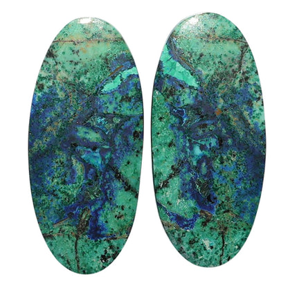 Azurite Chrysocolla Pair 13.7x30.3x4 mm Oval Shape Polished Gemstone LS37-07413
