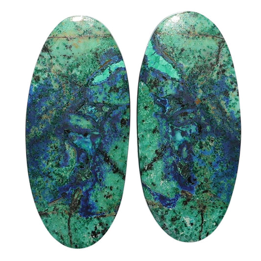 Azurite Chrysocolla Pair 13.7x30.3x4 mm Oval Shape Polished Gemstone LS37-07413