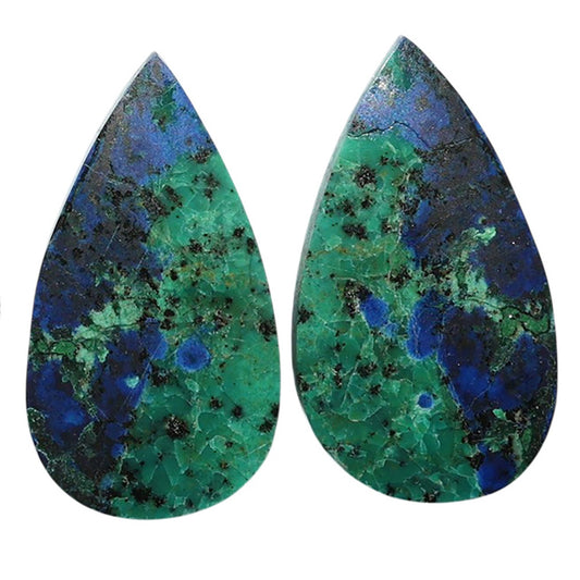 Azurite Chrysocolla Pair 16x28.6x4.2 mm Pear Shape Polished Gemstone LS37-07417