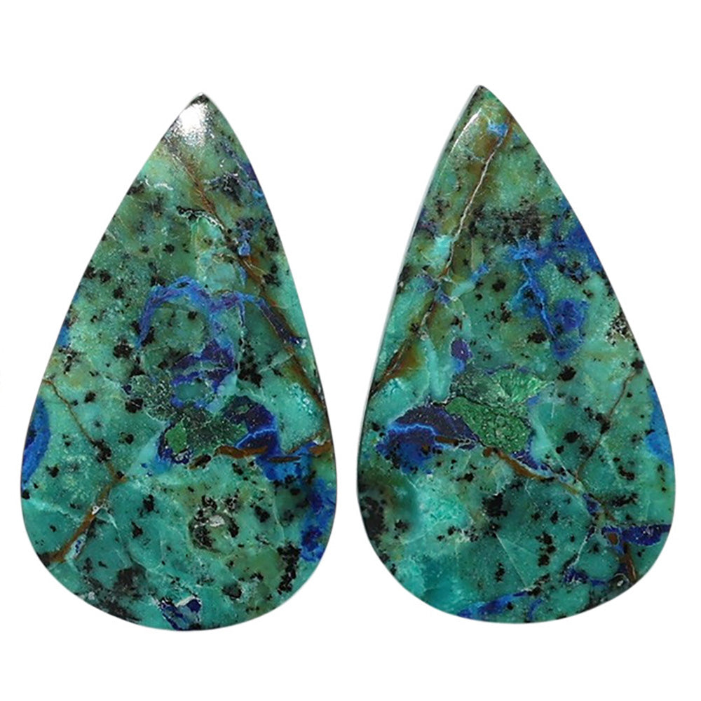 Azurite Chrysocolla Pair 16.4x27.8x4 mm Pear Shape Polished Gemstone LS37-07418
