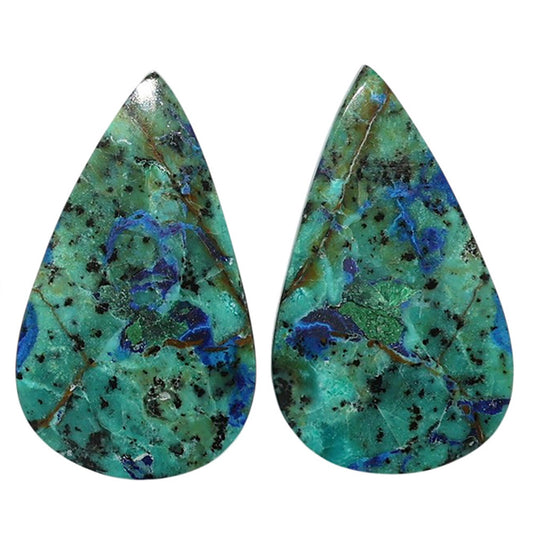 Azurite Chrysocolla Pair 16.4x27.8x4 mm Pear Shape Polished Gemstone LS37-07418