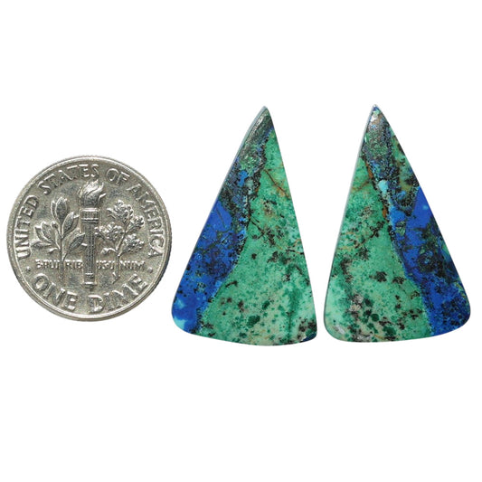Azurite Chrysocolla Pair 15.6x25.4x3.2 mm Fancy Shape Polished Gemstone LS37-07420