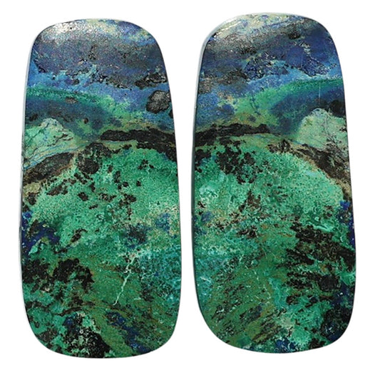 Azurite Chrysocolla Pair 12.5x26.25x3 mm Fancy Shape Polished Gemstone LS37-07421
